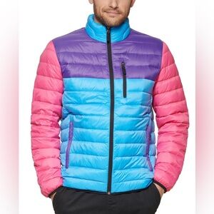 Club Room Men's Down Packable Quilted Puffer Jacket Pink Blue Purple Multi XXL